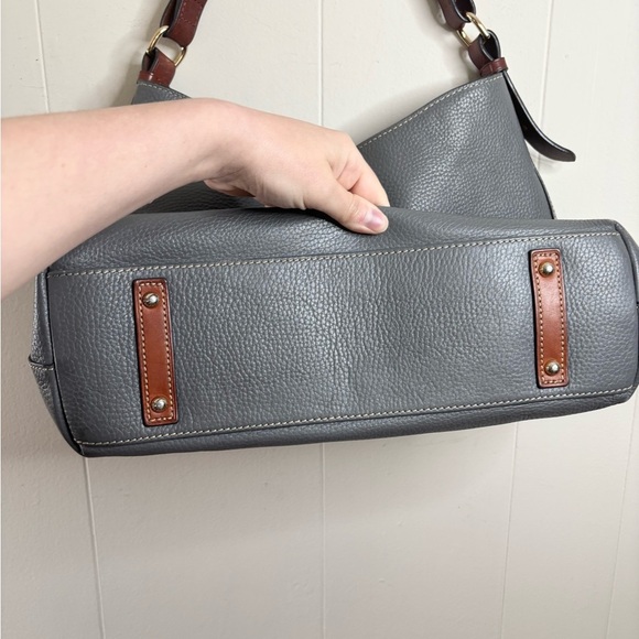 Dooney And Bourke Cooper Hobo Leather Shoulder bag grey brown - Picture 7 of 11